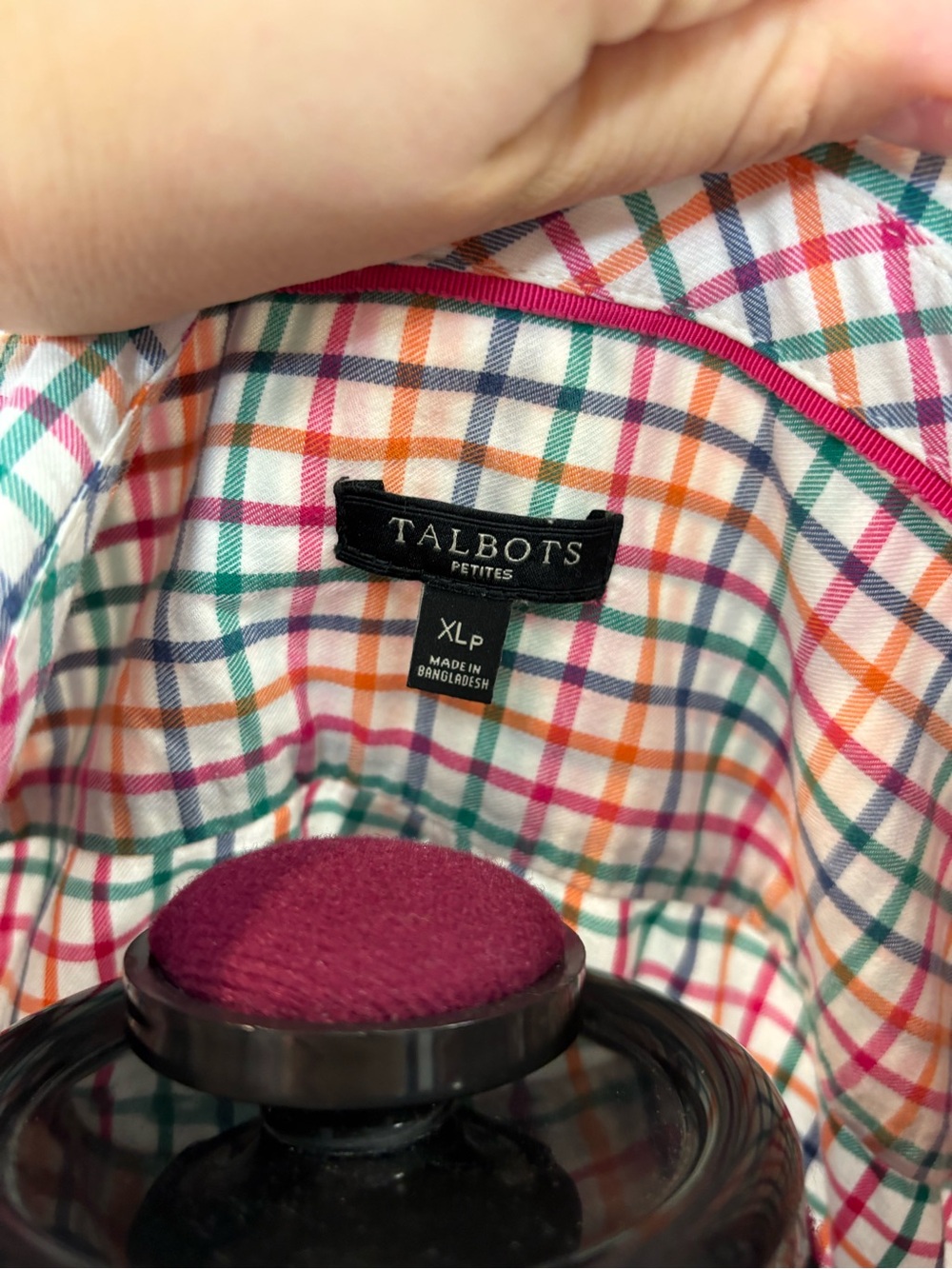 Talbots CottonMulti-Color Plaid Button-Up Shirt XL petite - Picture 3 of 8